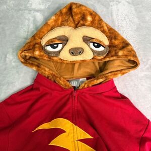 Briefly Stated Sloth Union Suit Adult Large Lightning Red Brown Fleece Pajamas